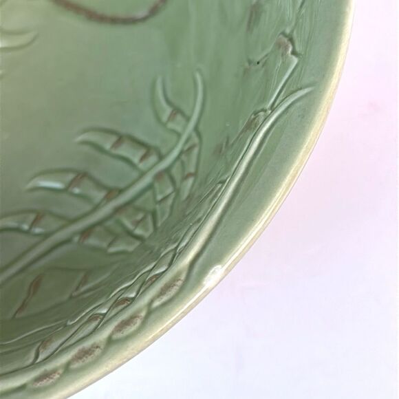 Magenta Pottery Handle Serving Salad Bowl Lobster Design Ceramic Olive Green - Picture 11 of 11